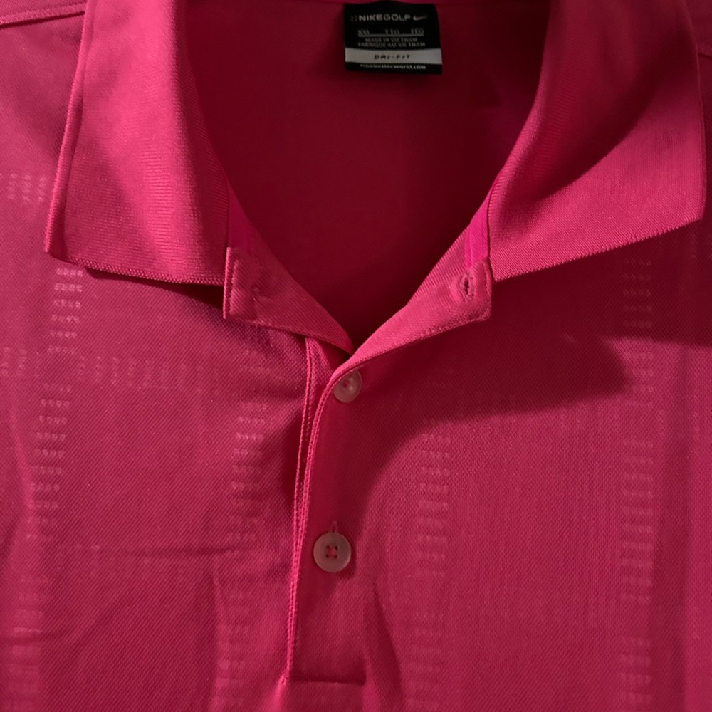 Nike Men's Vibrant Pink Dri-Fit Polo Shirt